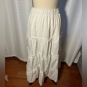 Long White Flowy Maxi Skirt
